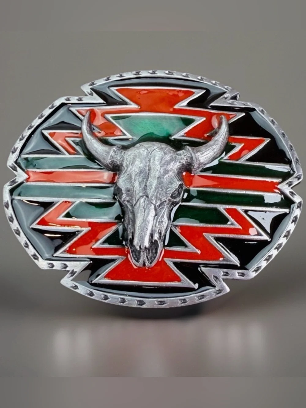 Vintage Siskiyou Skull Belt Buckle Steer Western Native American Style Cowboy